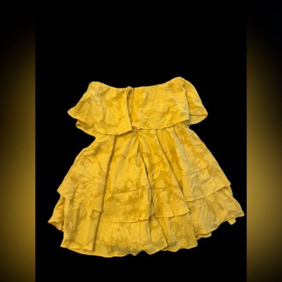 Lulus True Lover Mustard Yellow Burnout Floral Strapless Mini Dress Womens M NWT - Picture 9 of 10